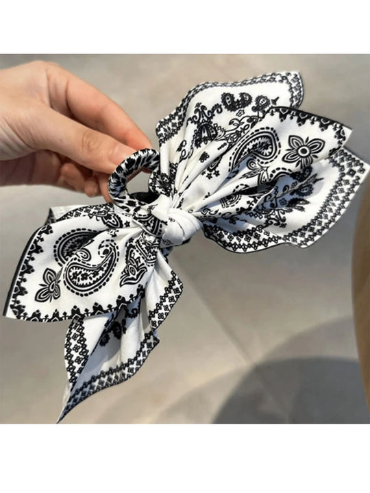 Bohemian Style Bow Hair Claw Cashew Paisley Shark Clip Large Size Hair