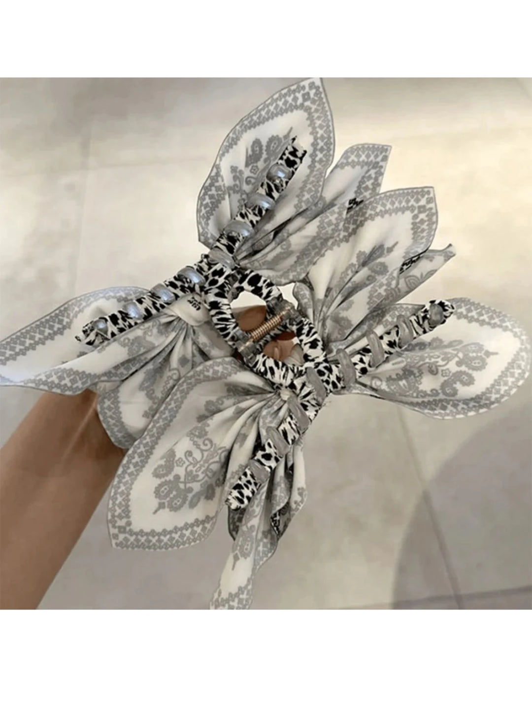 Bohemian Style Bow Hair Claw Cashew Paisley Shark Clip Large Size Hair