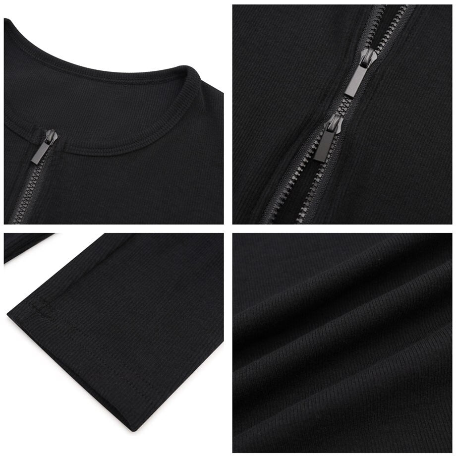 AS woman clothes zipper cardigan and Ankle Maxi Length long dress