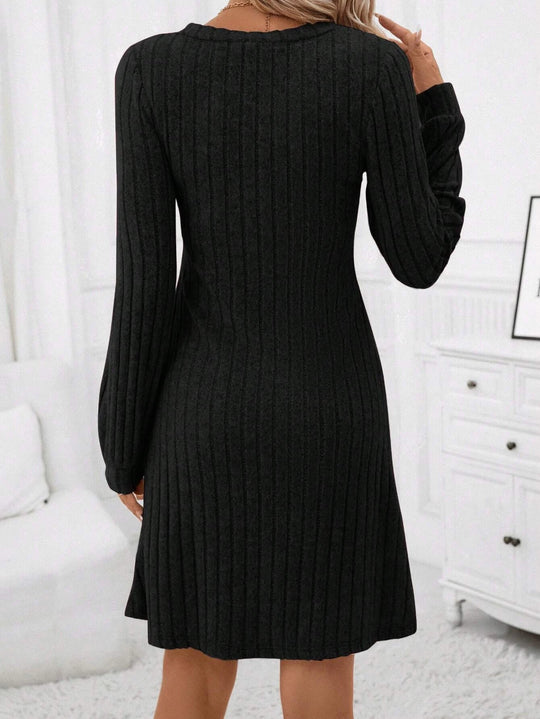 Mia Muse Women's Dresses Autumn Winter Korean Solid Color Long Sleeve