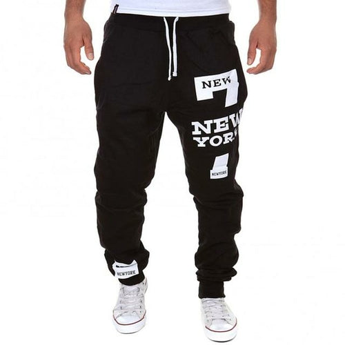 Autumn Winter Pants Men Casual Jogger Number 7 Printed Letter