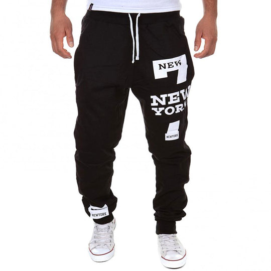 Autumn Winter Pants Men Casual Jogger Number 7 Printed Letter