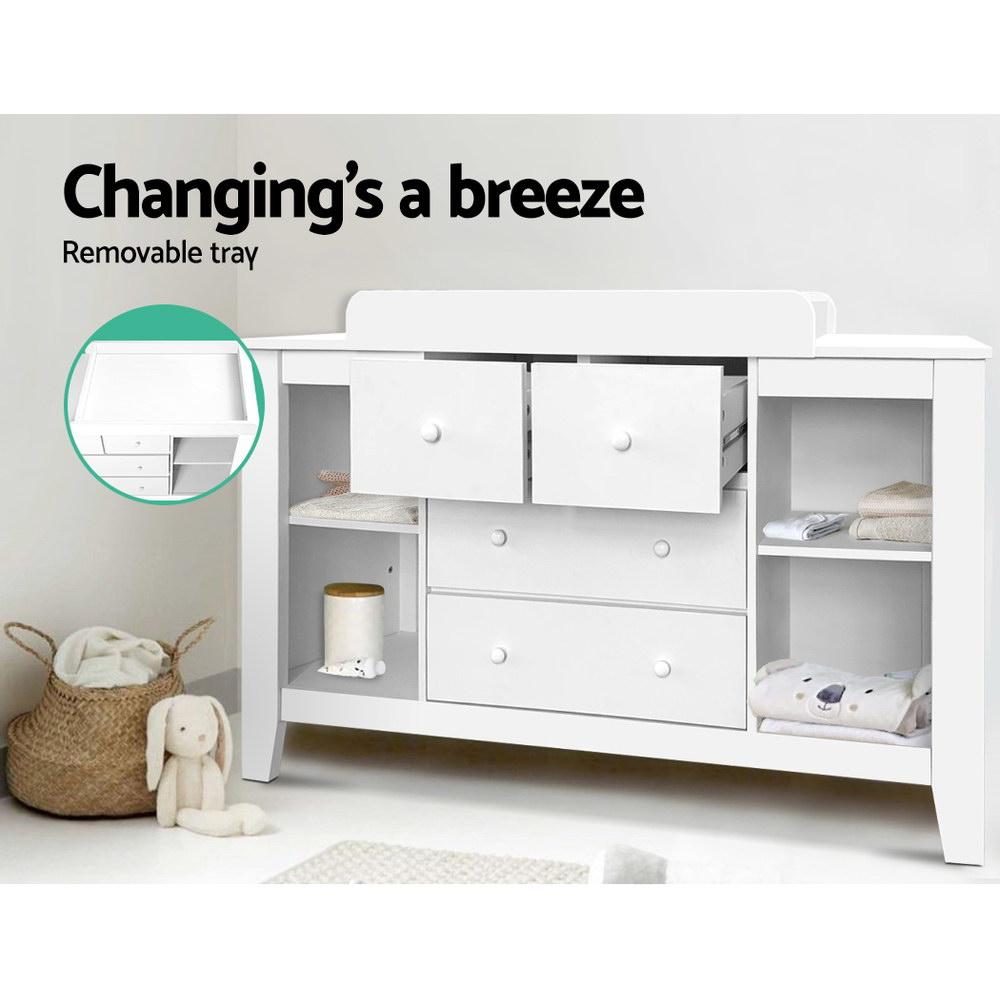 Keezi Baby Changing Table Diaper Station Drawers Chest Cabinet Nursery