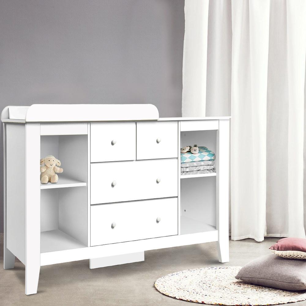 Keezi Baby Changing Table Diaper Station Drawers Chest Cabinet Nursery