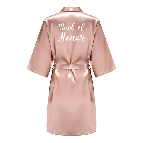 Batas de novia para dama de honor para mujer, ropa de dormir de seda