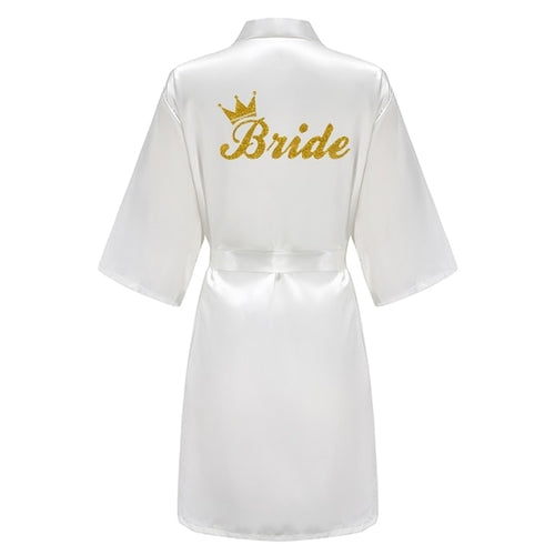 Batas de novia para dama de honor para mujer, ropa de dormir de seda