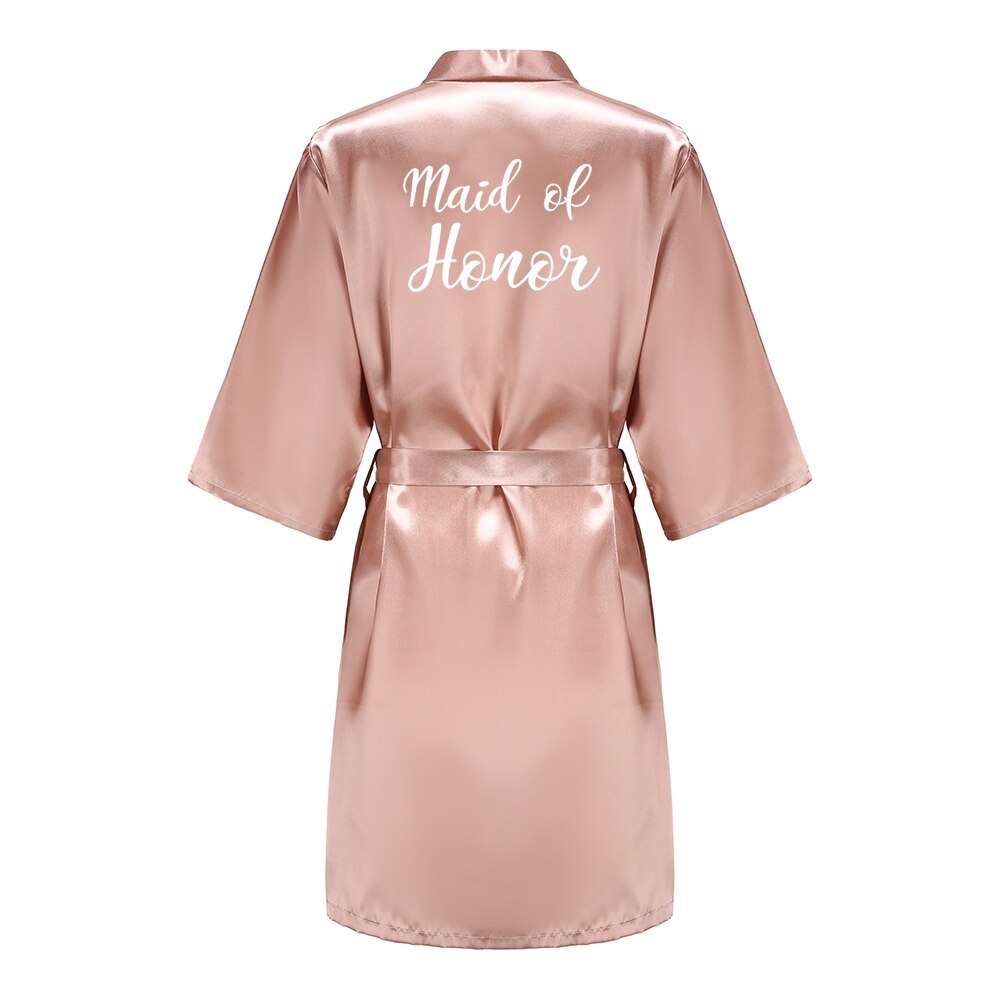 Batas de novia para dama de honor para mujer, ropa de dormir de seda