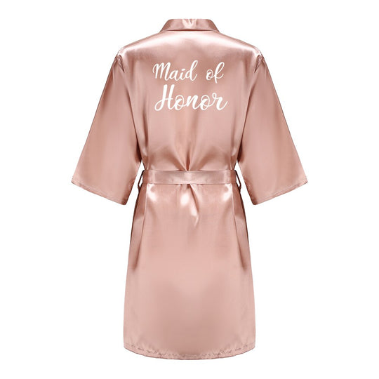 Batas de novia para dama de honor para mujer, ropa de dormir de seda