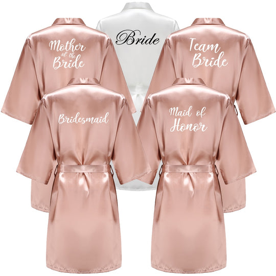 Batas de novia para dama de honor para mujer, ropa de dormir de seda