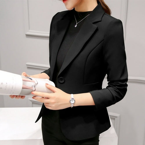 Black Women Blazer 2020 Formal Blazers Lady Office Work Suit Pockets