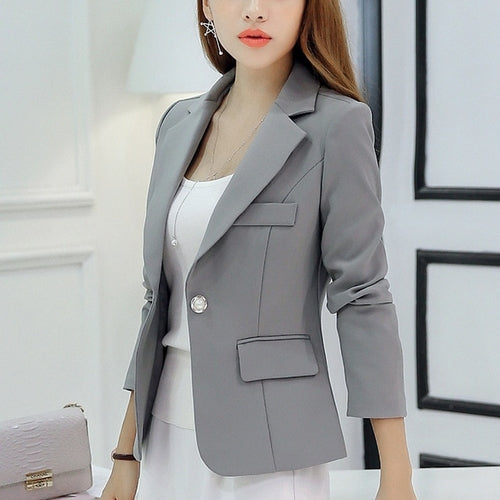Black Women Blazer 2020 Formal Blazers Lady Office Work Suit Pockets