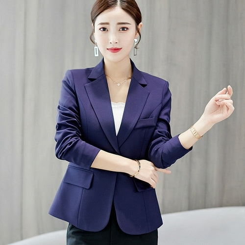 Black Women Blazer 2020 Formal Blazers Lady Office Work Suit Pockets