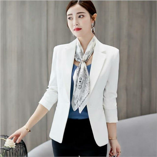 Black Women Blazer 2020 Formal Blazers Lady Office Work Suit Pockets