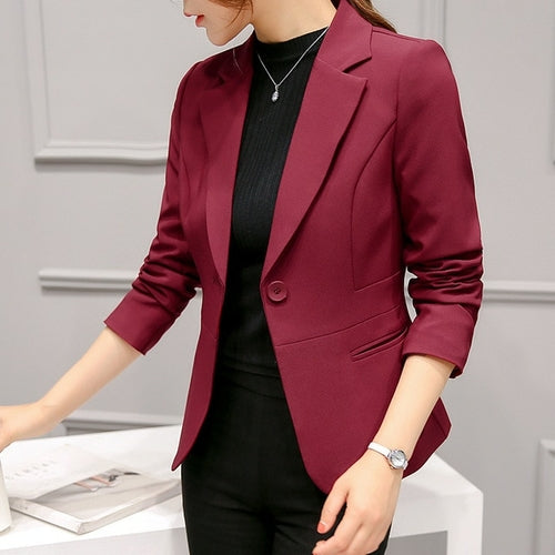 Black Women Blazer 2020 Formal Blazers Lady Office Work Suit Pockets