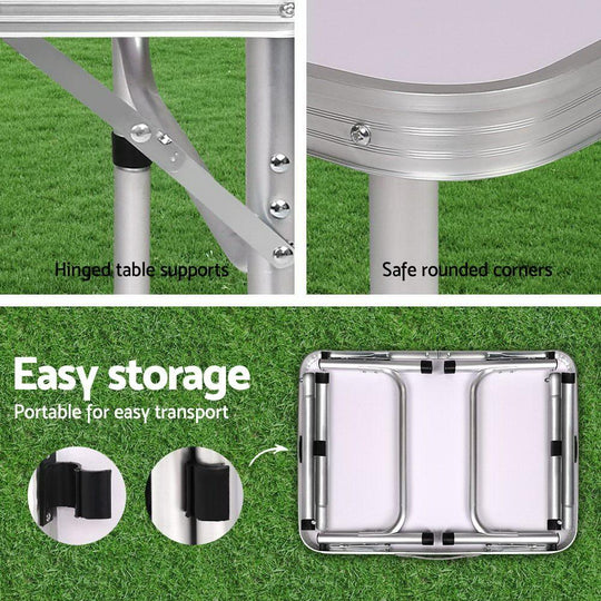 Weisshorn Folding Camping Table 60CM Adjustable Portable Outdoor