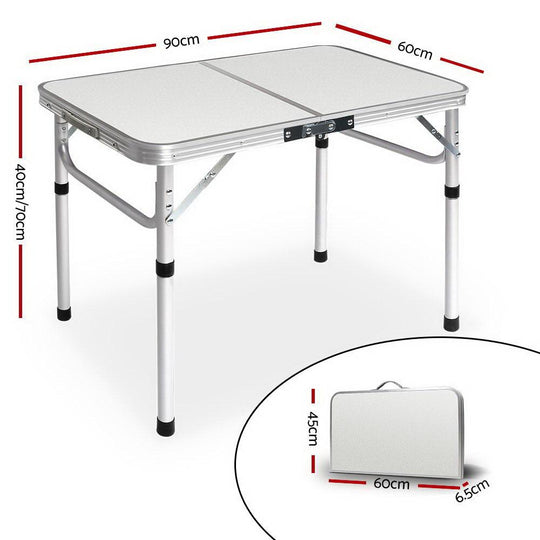 Weisshorn Folding Camping Table 90CM Adjustable Portable Outdoor