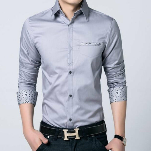 Men's Shirt with Contrasting Pocket and Cuff Details – Stylish, Modern Design