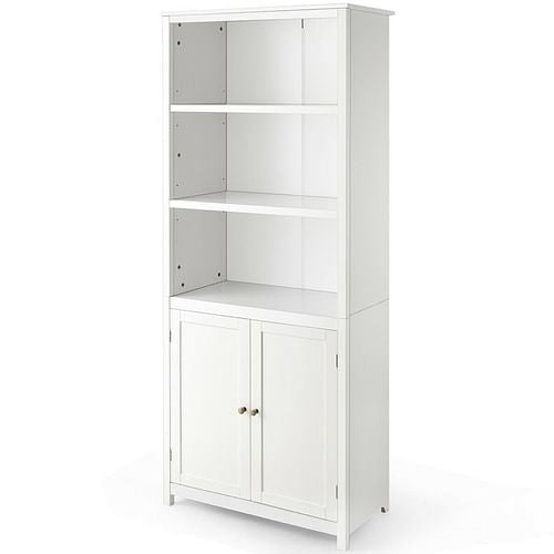 White Bathroom Linen Tower Towel Storage Cabinet with 3 Open Shelves
