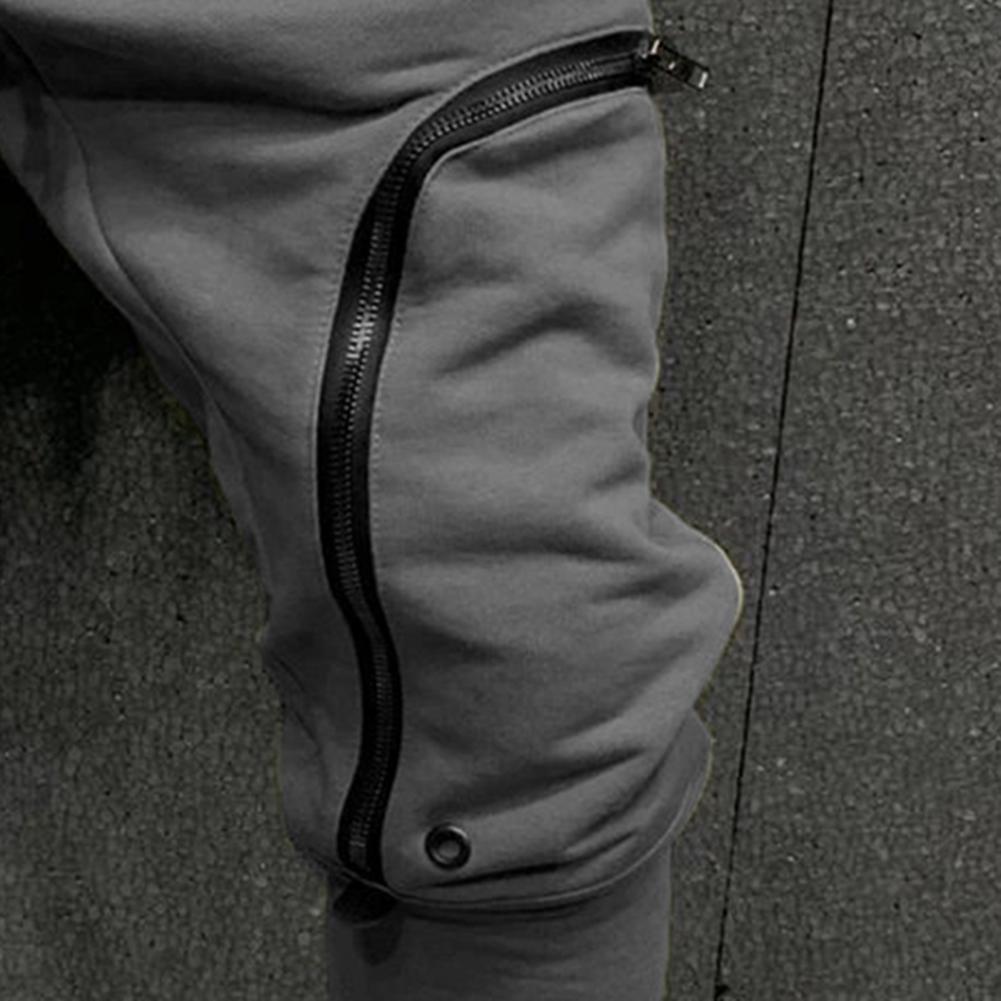Cargo Pants Men Fashion Solid Color Drawstring Casual Multi Zippers