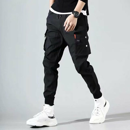 Classic Streetwear Casual Men Ribbons Harem Jogging Pants Male Slim