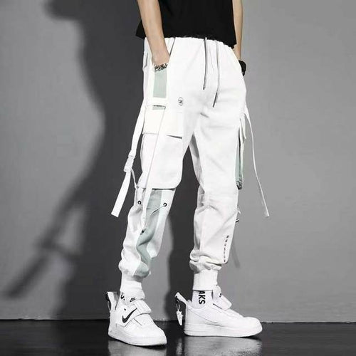 Classic Streetwear Casual Men Ribbons Harem Jogging Pants Male Slim