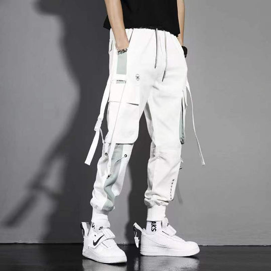 Classic Streetwear Casual Men Ribbons Harem Jogging Pants Male Slim