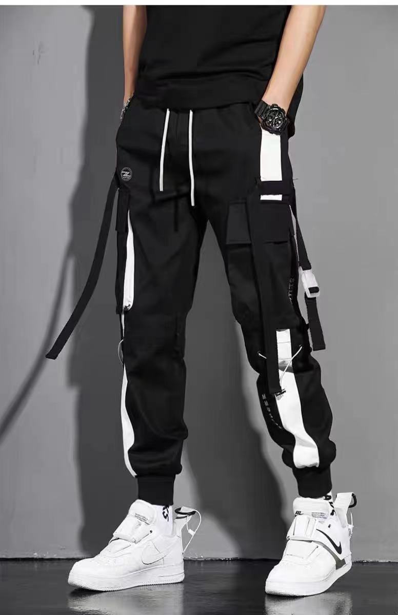 Classic Streetwear Casual Men Ribbons Harem Jogging Pants Male Slim