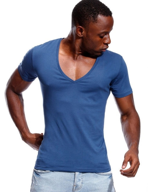 Undershirt Men's Short Sleeve | Mens Undershirt Deep V Neck |