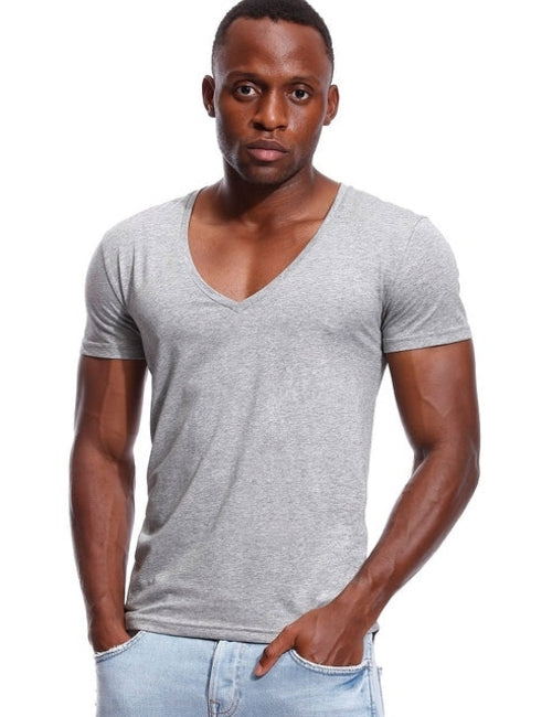 Undershirt Men's Short Sleeve | Mens Undershirt Deep V Neck |