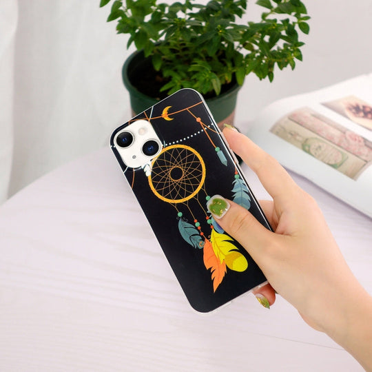 For iPhone 13 mini Luminous TPU Soft Protective Case (Black Wind