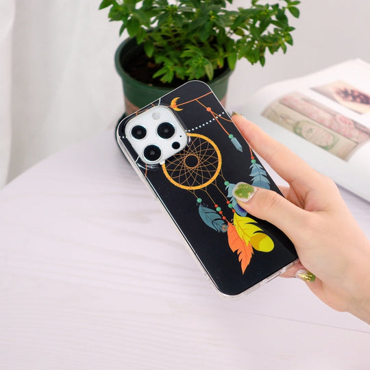 For iPhone 13 Pro Max Luminous TPU Soft Protective Case (Black Wind