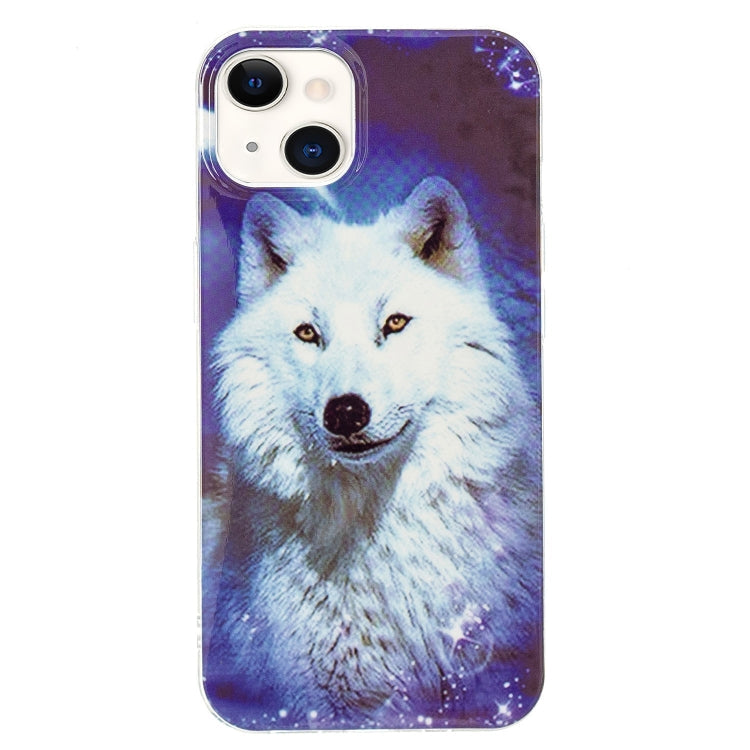 For iPhone 13 Luminous TPU Soft Protective Case(Starry Sky Wolf)