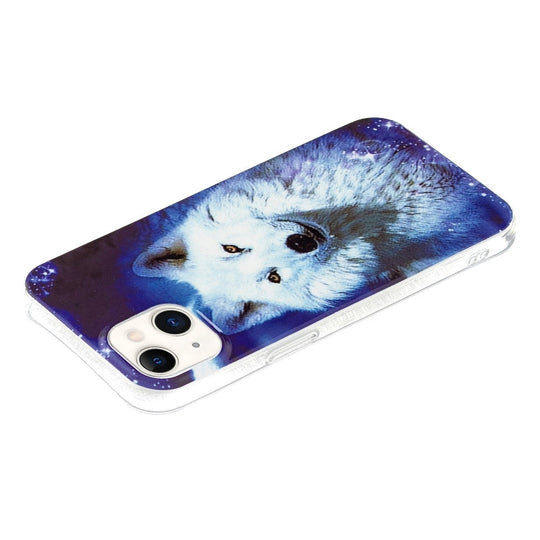 For iPhone 13 Luminous TPU Soft Protective Case(Starry Sky Wolf)