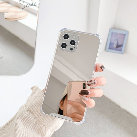 For iPhone 13 TPU + Acrylic Four Drop Luxury Plating Mirror Phone Case
