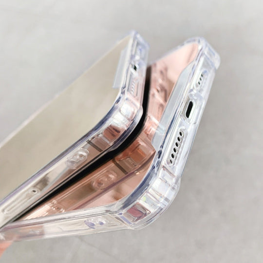 For iPhone 13 TPU + Acrylic Four Drop Luxury Plating Mirror Phone Case