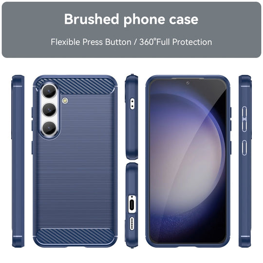 For Samsung Galaxy S24 5G Brushed Texture Carbon Fiber TPU Phone
