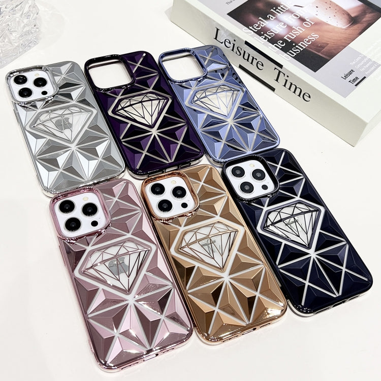For iPhone 13 Diamond Electroplated Laser Carving Phone Case(Blue)