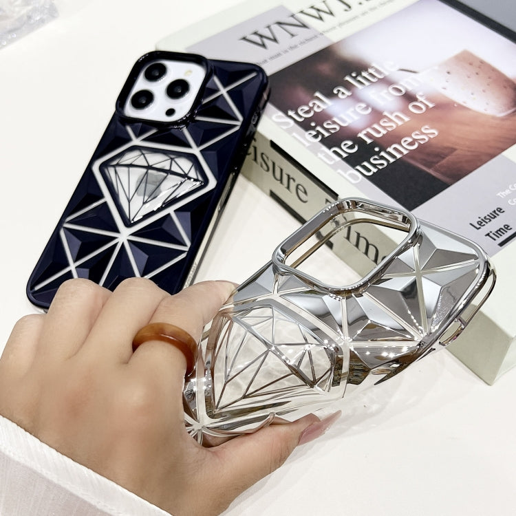 For iPhone 13 Diamond Electroplated Laser Carving Phone Case(Blue)