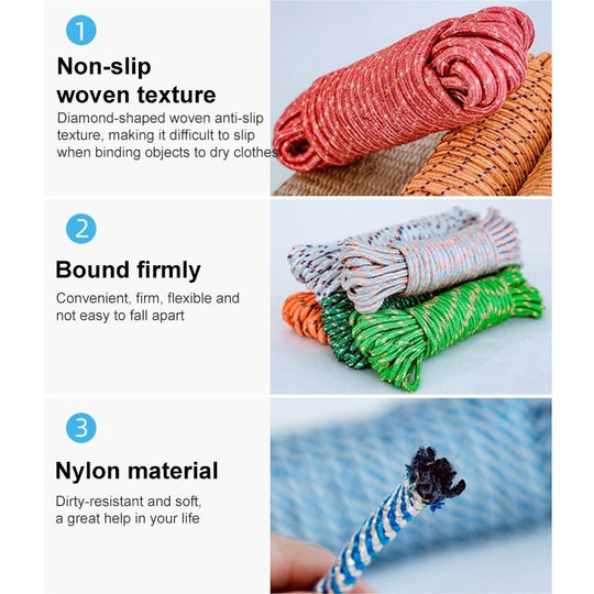 5m Outdoor Thick Nylon Rope for Hanging Clothes, Random Color