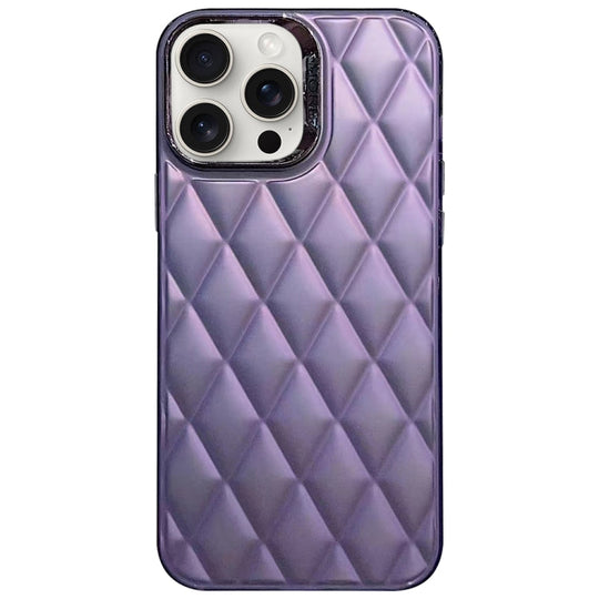 For iPhone 15 Pro Max 3D Rhombus Electroplating TPU Hybrid PC Phone