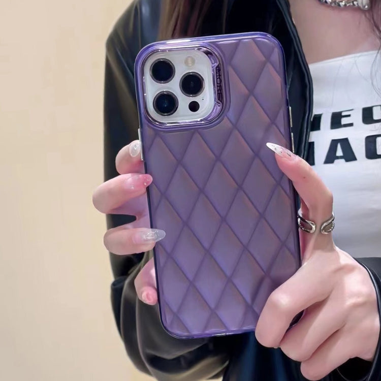 For iPhone 15 Pro Max 3D Rhombus Electroplating TPU Hybrid PC Phone