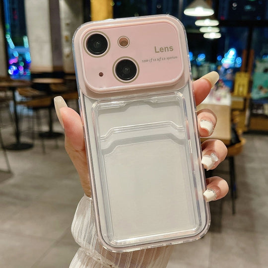 For iPhone 15 Large Window PC Hybrid TPU Phone Case with Card