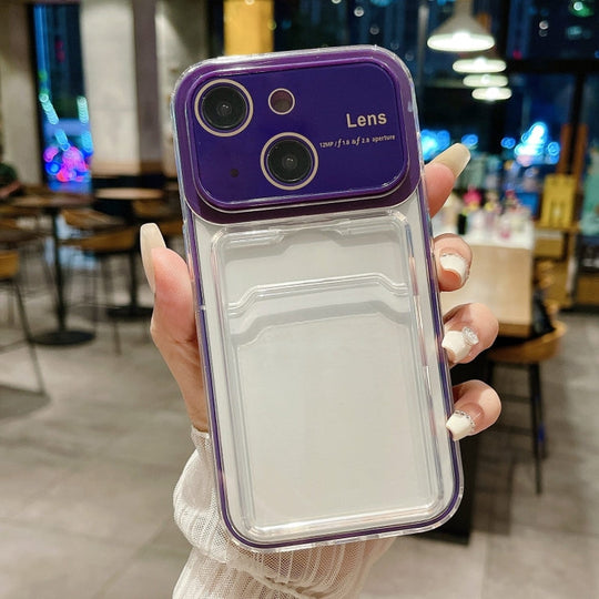 For iPhone 14 Large Window PC Hybrid TPU Phone Case with Card