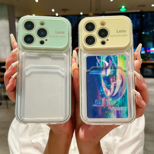 For iPhone 15 Large Window PC Hybrid TPU Phone Case with Card