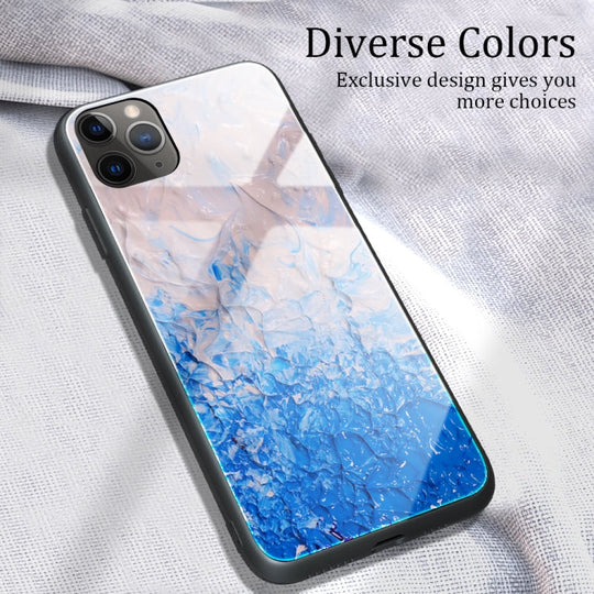 For iPhone 11 Pro Marble Pattern Glass Protective Case(DL07)