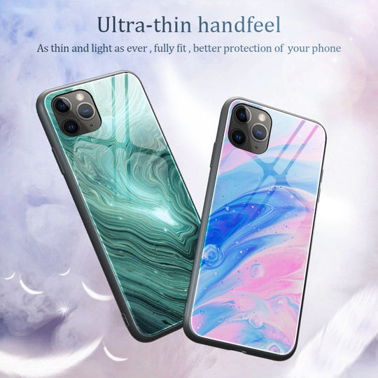 For iPhone 11 Pro Marble Pattern Glass Protective Case(DL07)