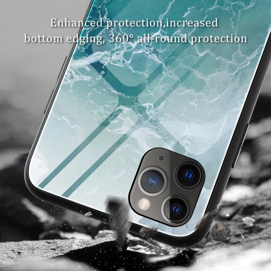 For iPhone 11 Pro Marble Pattern Glass Protective Case(DL07)