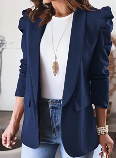 Blazer For Women Elegant Women's Puff Sleeve Jackets For Women Pocket