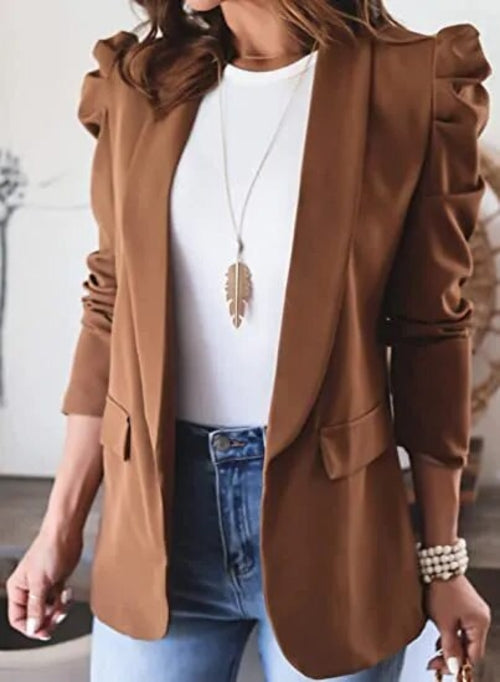 Blazer For Women Elegant Women's Puff Sleeve Jackets For Women Pocket