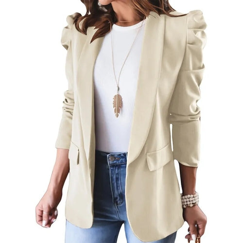 Blazer For Women Elegant Women's Puff Sleeve Jackets For Women Pocket